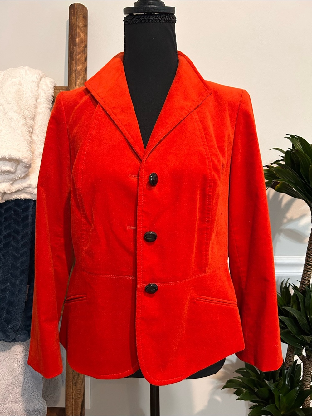 Talbots Red Velvet Tailored Blazer Jacket Size 8P